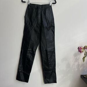 Vintage Toff’s 100% Leather 80s High Rise Black Pants - 6